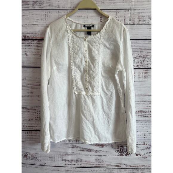 Lucky Brand Tops - LUCKY BRAND WOMENS Y2K VINTAGE INSPIRED 100% COTTON ROMATIC TOP WHITE LRG